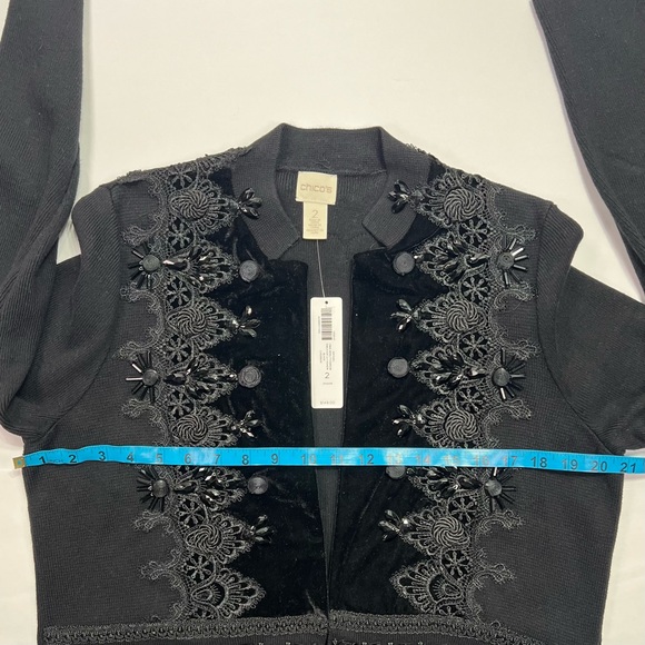 Chico’s Embellished Tonal Cardigan - black, size 2 (L / 12) - Picture 8 of 11